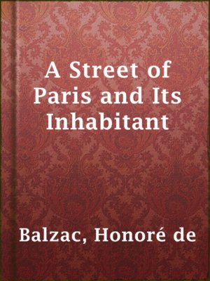 cover image of A Street of Paris and Its Inhabitant